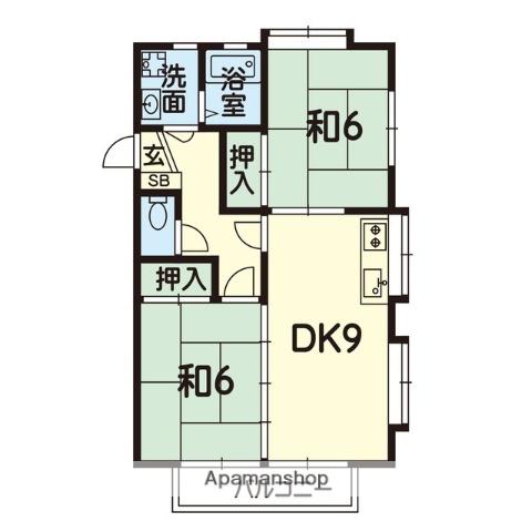 グランドリー薄場(2LDK/2階)の間取り写真