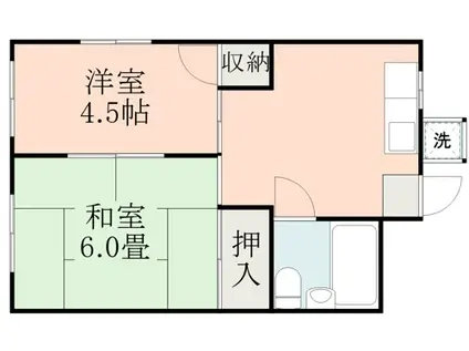 金田アパート(2K/2階)の間取り写真