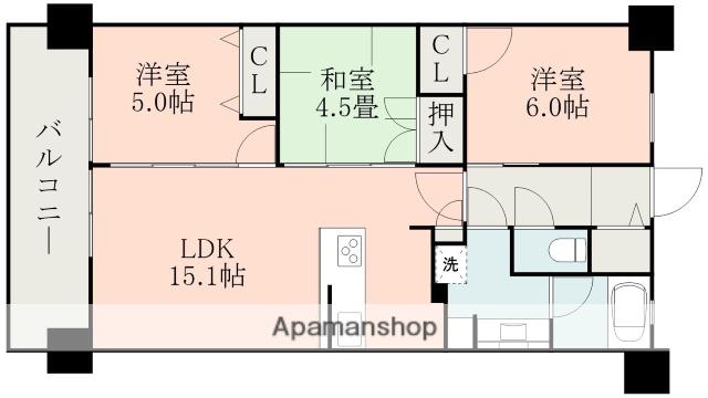 ブランシエラ熊本中央(3LDK/6階)の間取り写真