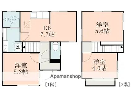 熊本県熊本市西区 2階建 築43年(3DK)の間取り写真
