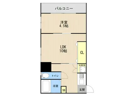 メゾンドシャワー通(1LDK/2階)の間取り写真