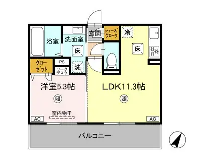 オーク・ヴィラ(1LDK/1階)の間取り写真