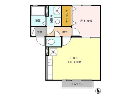 ウィンクルム(1LDK/2階)の間取り写真