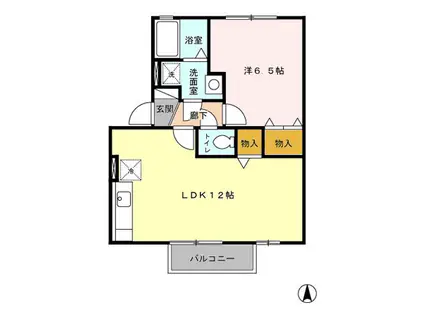 ウィルモア田迎(1LDK/2階)の間取り写真