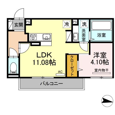 フルールブラン(1LDK/3階)の間取り写真