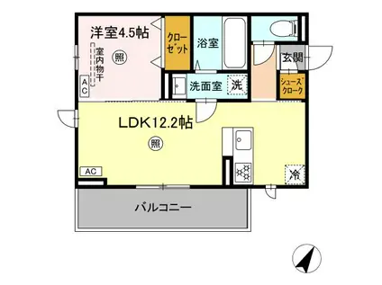 西熊本MY(1LDK/3階)の間取り写真