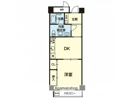 フレール上林(1DK/6階)の間取り写真