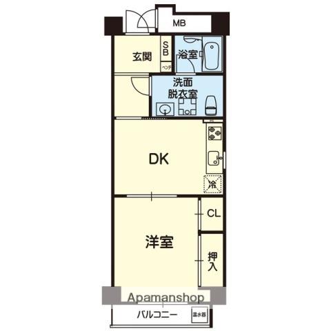 フレール上林(1DK/2階)の間取り写真