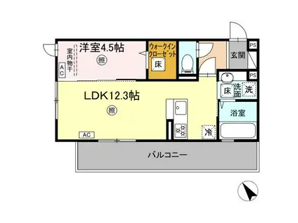 インフィニティ新八代(1LDK/1階)の間取り写真