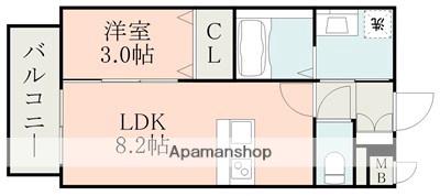 ラ・シック菊陽Ⅳ(1LDK/4階)の間取り写真