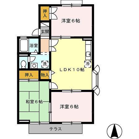 ファミール蓮台寺A(3LDK/1階)の間取り写真