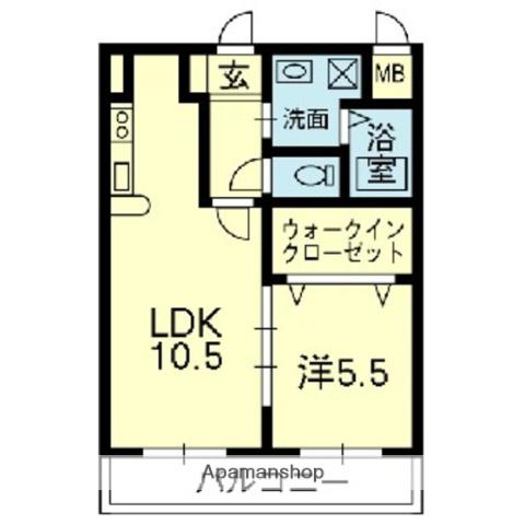 アーバンフォレストビル(1LDK/2階)の間取り写真