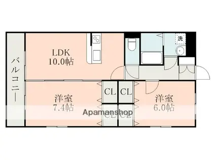 CRECIA(2LDK/2階)の間取り写真