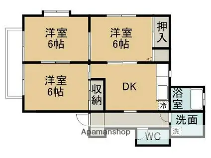 ヴェルテス江津Ⅱ(3DK/1階)の間取り写真