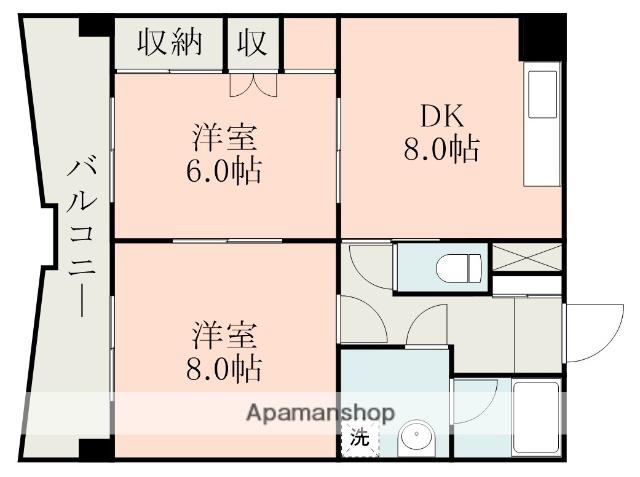 ゴールデン東海(2DK/7階)の間取り写真