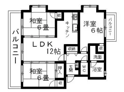 グランディールつつみだ(3LDK/3階)の間取り写真