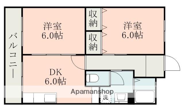 荻ビル(2DK/3階)の間取り写真