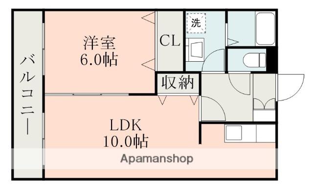 ノブハウス8(1LDK/4階)の間取り写真