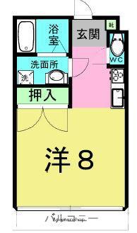 ノブハウスⅢ(ワンルーム/2階)の間取り写真