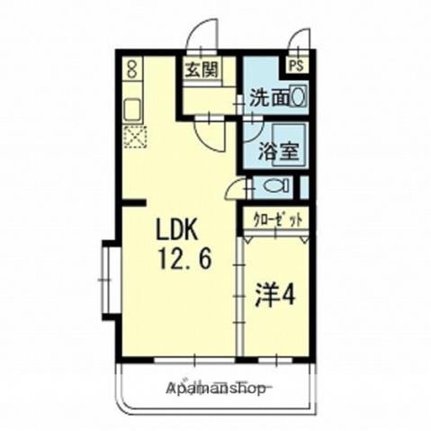 ヒルズKIKUYO(1LDK/1階)の間取り写真