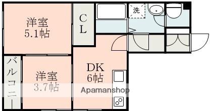 コーポ草西(2DK/3階)の間取り写真