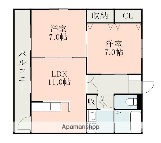 コートプレイス龍田Ⅱ(2LDK/3階)の間取り写真