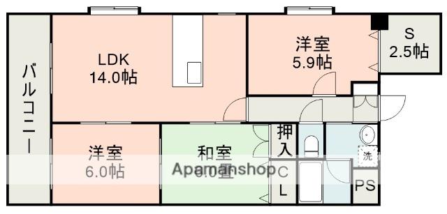 グランディール壱番館(3SLDK/1階)の間取り写真