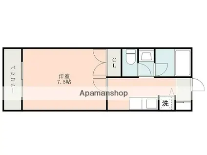 フローラハイツ九品寺(1K/3階)の間取り写真