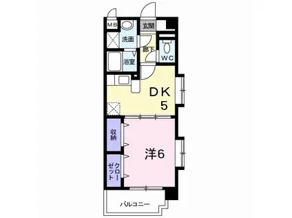 アニバーサリー(1DK/2階)の間取り写真