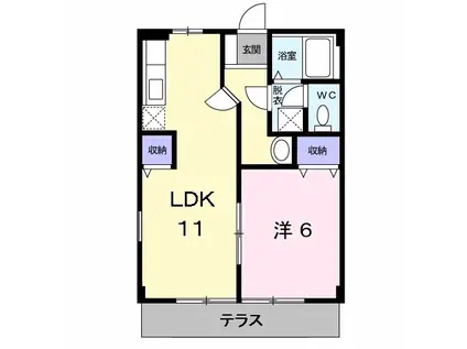 サンヒルナガヒロⅡ(1LDK/1階)の間取り写真
