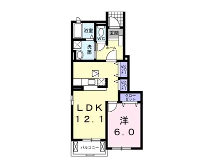 コンフォータブルクラール(1LDK/1階)の間取り写真
