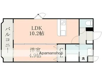 グリーンハウスⅡ(1LDK/1階)の間取り写真