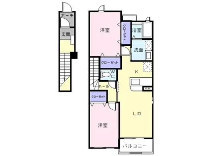 エテルノハウス(2LDK/2階)の間取り写真