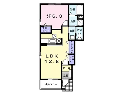 ヴィラスクエアA(1LDK/1階)の間取り写真