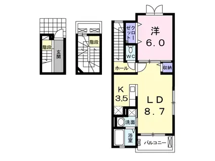 カルムメゾン平成Ⅱ(1LDK/3階)の間取り写真