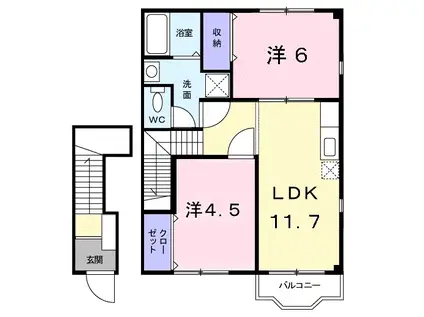シャンティ-(2LDK/2階)の間取り写真
