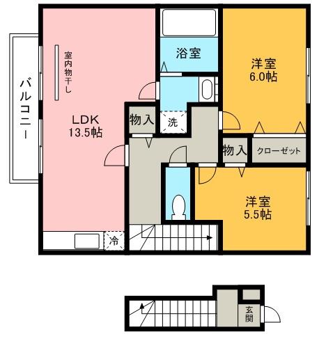 モダンコート(2LDK/2階)の間取り写真