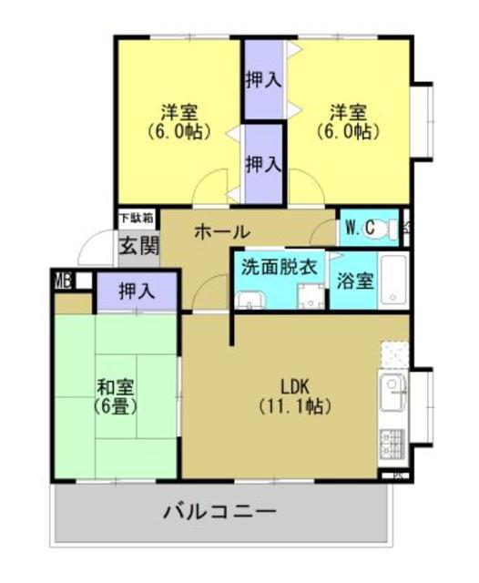 エンゼルシャトー(3LDK/1階)の間取り写真