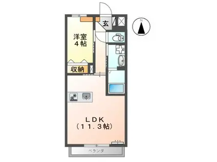 フローラハイツ飛田(1LDK/1階)の間取り写真