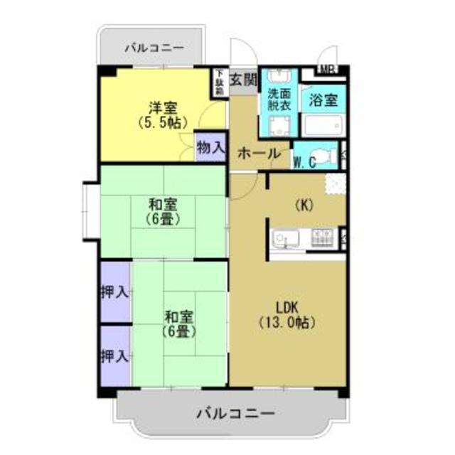 マルエイハイツ砂原(3LDK/3階)の間取り写真