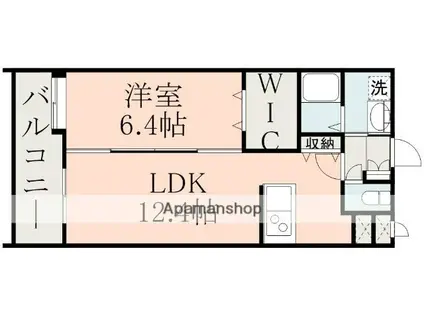 クイーンズイン菊陽(1LDK/7階)の間取り写真