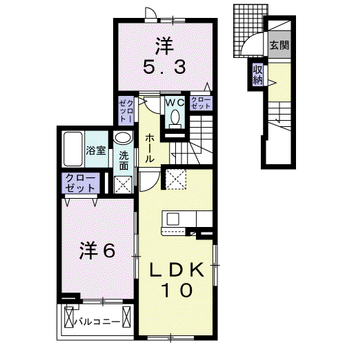 シャルマンビップⅡ(2LDK/2階)の間取り写真