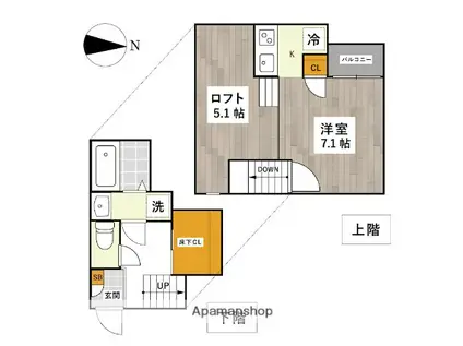 ADC京町MARE(1K/1階)の間取り写真