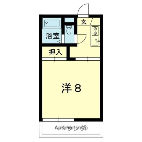 エミネントむさし A棟(1K/2階)の間取り写真