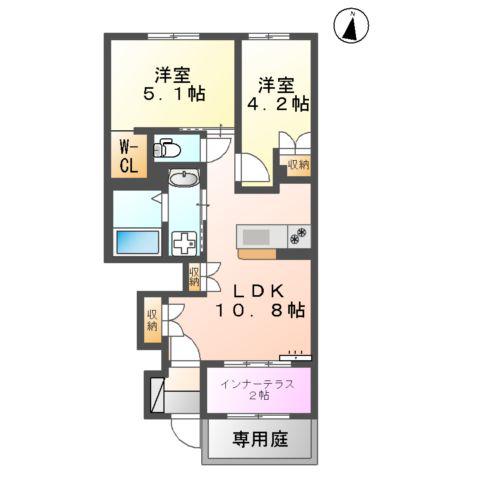 センチュリーハイツⅡ(2LDK/1階)の間取り写真