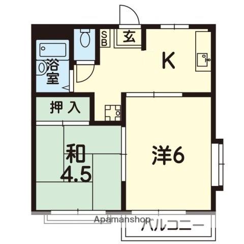 コーポアオキ(2K/2階)の間取り写真
