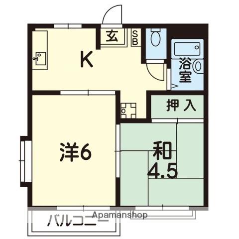 コーポアオキ(2K/2階)の間取り写真