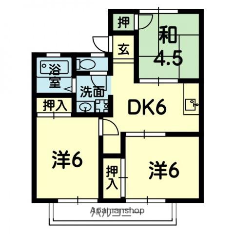 コーポゆう(3DK/1階)の間取り写真