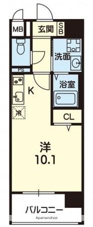 CROIREⅡ(ワンルーム/3階)の間取り写真