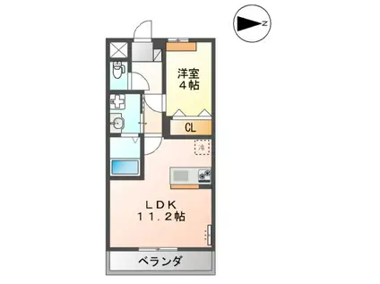 ユースハイム(1LDK/2階)の間取り写真